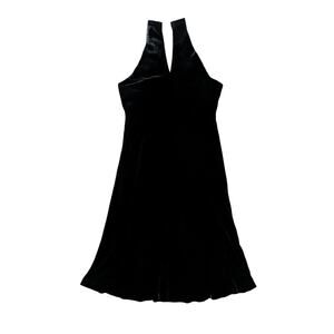 Y2K Nine West Babydoll Dress 8 Black Velvet Burnout Silk Blend Whimsigoth Grunge